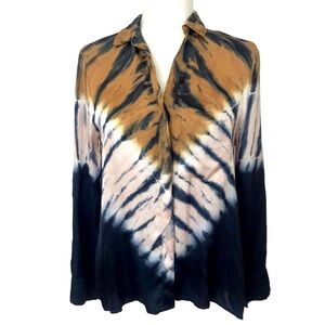 Young Fabulous & Broke Susan Tie Dye Long-Sleeve Shirt Blouse EUC Medium